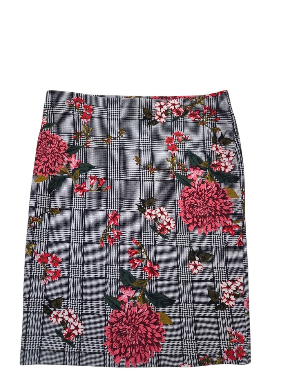 Jules & Leopold black/white herringbone and colorful floral pencil skirt, L. EUC